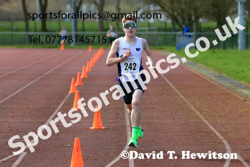 Boys Under-15s Young Athletes 5k, 2026 Northern Mens 12 and Womens 6 Stage Road Relays and Young Athletes 5k, Sheepmount Stadium, Carlisle. Photo: David T. Hewitson/Sports for All Pics